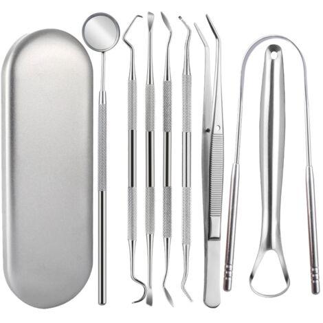 Kit de détartrage dentaire professionnel - 8 pièces en acier inoxydable (1/4)