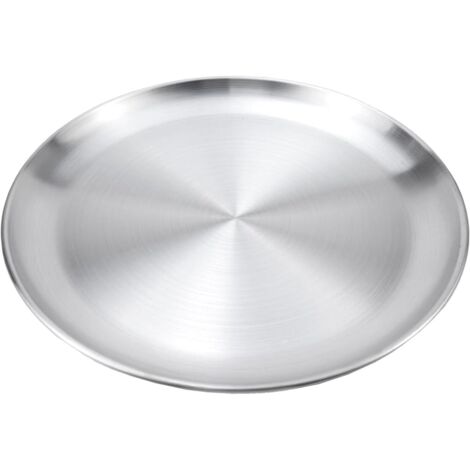 Plateau en acier inoxydable rond de 14 cm, grand plateau circulaire en inox durable (1/4)