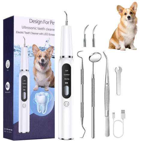 Détartreur dentaire ultrasonique pour animaux, nettoyeur de plaque pour chiens avec écran LED, 3 modes, kit d'outils vétérinaire professionnel (1/5)