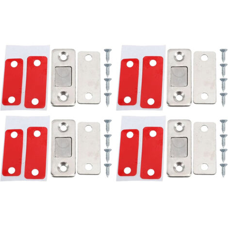 4 serrures magnétiques pour portes, ultra-minces, auto-adhésives en acier inoxydable, ferme-portes bidirectionnels (1/5)