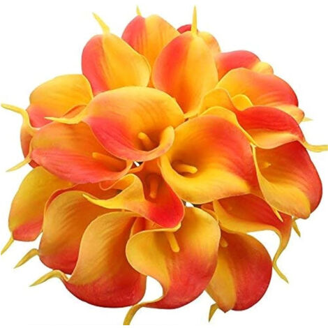 12 pièces lys calla artificiels de 36 cm pour mariage, bouquet de mariée, décoration intérieure, couleur orange (1/5)
