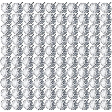 100 pièces de clous décoratifs pour meubles, clous pour canapés, bricolage, décoration intérieure, diamètre de tête 7/16 pouce (laiton antique marguerite) (argenté) (1/5)