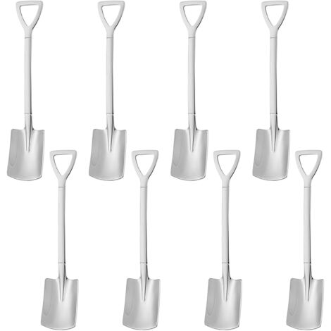 Spatule en acier inoxydable 8-dents, set de mini cuillères à dessert argentées, idéal pour mélanger et servir en cuisine ou pour les fêtes à la maison.