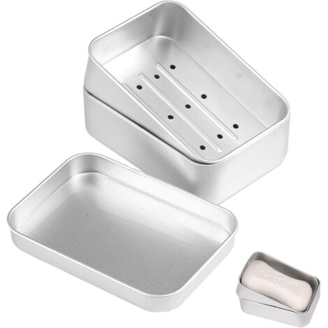 Boîte à savon en aluminium avec grille de drainage, étanche et résistante à l'humidité, anti-rouille, design compact pour salle de bain (1/5)