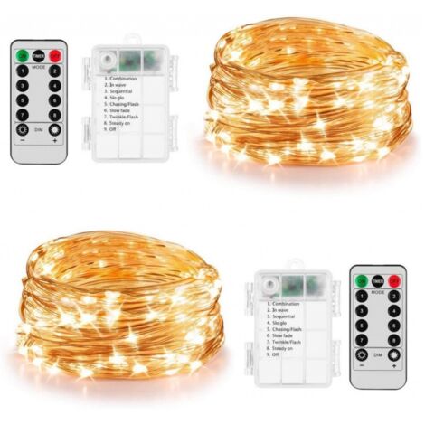 Guirlande Lumineuse 5m 50 LED Télécommande Étanche, Décoration de Noël à Piles, Lumières pour Fêtes (1/4)