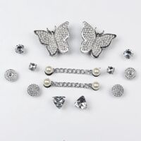 un Ensemble (chaussures Non Incluses) Chaussures De Grotte Accessoires Diy Papillon Eau Or Diamant Chane Amovible Boucle De Chaussure Mode Accesso