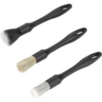 car Detailing Brush Set, 3 Pcs Car Detailing Brushes Natural Boars Hair Detail Brush Auto Ultra Soft Detail Cleaning Brush Tool For Interior/exter