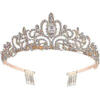 set Of 2 Rose Gold Handmade Crystal Kids Crown Princess Tiara Girl Headband Adult Hair Accessories Vintage Gift Contest Party Holiday Party Cospla