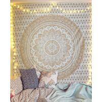 150200cm/59x78inch Blanc Dor Mandala Ombre Tentures Murales Indiennes/dor Tapisserie Mandala Hippie/psychedelique Bohemian Rideaux Orientale Deco