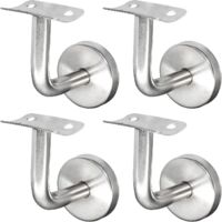 argent (4 Pices) Support De Main Courante En Acier Inoxydable 304 Support Mural De Garde-corps D'escalier Garde-corps En Bois