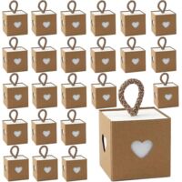 30pcs Bote Cadeau (extrieur Marron Et Intrieur Blanc),bote Cadeau Mariage,bote Cadeau En Carton,bote Cadeau Vide,mini Bote Bonbons Kraft,chocolat