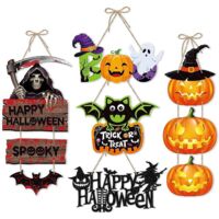 5 Pieces Halloween Door Hangers, Halloween Decorations, Halloween Party Entrance Door Wreaths, Haunted House Decorations