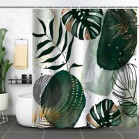 (green 1) Simple Abstract Leaf Pattern Shower Curtain-180180cm,, Machine Washable Polyester Shower Curtain With 12 Hooks, Bathroom Tub Curtains