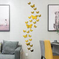 butterfly Acrylic Mirror Stickers (gold), Miroir Acrylique Autocollant Pour Murs, Salon Et Dcoration D'intrieur Moderne