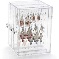 support De Boucle D'oreille Acrylique Boucle D'oreille En Prsentoir Rangement Boucles Doreilles Porte Boucles D'oreilles Bote De Rangement Avec 3