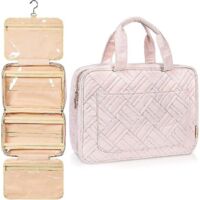 (rose) Sac Cosmtique De Voyage Suspendre Pour Hommes Et Femmes, Sac D'hygine Pliable, Organisateur De Bain Et De Douche Avec Support De Bande Las