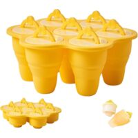 (jaune) Moule Glace, Pliable Moule Glace, 7 Cavits Silicone Moule Crme Glace Pour Sucettes Glaces Maison Et Crme Glace Sans Bpa