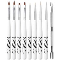 Kit de 8 pinceaux pour nail art avec stylos à pointiller et pinceaux de précision pour gel UV