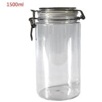 1500ML Plastic Round Clip Top Storage Jar With Airtight Seal Lid Food Container