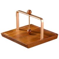 Tissue Holder Home Napkin Container Solid Wood Gold Metal Napkin Tissue Case-