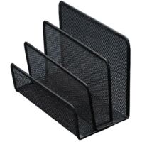 Black Mesh Desktop Letter File Holder Office Desk Organizer with 3 Compartments