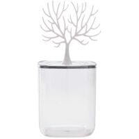 Transparent Cotton Swab Pad Storage Box Earrings Necklace Ring Bracelet Jewelry Display Stand Organizer