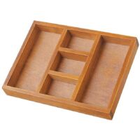 Wooden Utensil Drawer Organizer 5 Compartments Cutlery Tray Desk Silverware Holder Divider Kitchen Knives Tray Organizer