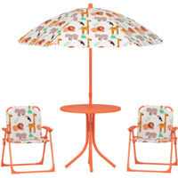 Tavolo da picnic per bambini con ombrellone arancione – Set da giardino per esterno, ideale per giochi all'aperto e pranzi estivi, mobile e resistente.
