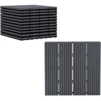 Set 11 piastrelle da esterno antiscivolo in HDPE riciclato, grigio, 30x30x2.2 cm, incastro facile per terrazzo e giardino.
