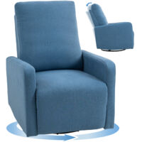 Poltrona Relax Reclinabile Manualmente a 135°, Girevole a 360° con Funzione Dondolo, Blu