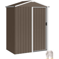 Casetta da giardino in acciaio 1,1 m², marron, 136x87x179 cm, avec porte coulissante verrouillable – abri de jardin compact et sécurisé.