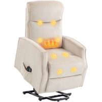 Poltrona Elettrica Alzapersona Relax Massaggiante Beige - Fauteuil Releveur Motorisé avec Fonction Massage, Dossier Inclinable et Repose-Pieds, Idéal pour Personnes Âgées ou à Mobilité Réduite.