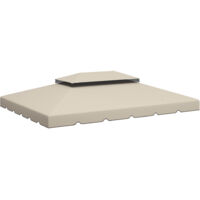 Tetto di Ricambio per Gazebo 3x4m, Beige, Poliestere, Doppio Livello, Copertura Giardino, Telaio per Ombrello, Accessorio Esterno, Riparazione Tettoia, Protezione Sole e Pioggia.
