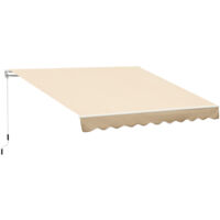 Tenda da sole avvolgibile a caduta con manovella, in alluminio e poliestere, color beige, dimensioni 3x2,5 metri, protezione solare resistente, manovella inclusa, facile installazione.
