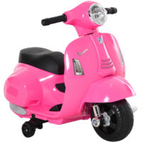 Moto elettrica bambini 6V Vespa ufficiale, motorino elettrico 18-36 mesi con fari e clacson, batteria inclusa, rosa 66.5x38x52cm.