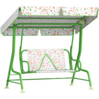 Dondolo da giardino per bambini 2 posti con tettoia regolabile, cinture di sicurezza e struttura robusta, 112x75x120 cm, colore verde, ideale per esterni e parchi.
