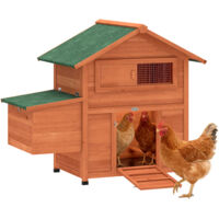 Pollaio in legno arancione per 2 galline e anatre, con tetto impermeabile, vassoio estraibile, 2 trespoli, rampa e finestra.