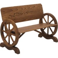 Banco de jardín 2 plazas con respaldo alto, madera de abeto, 114x58x80 cm, marrón.