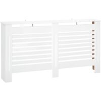 Copritermosifoni a Doghe con Ripiano Portaoggetti, in Legno, 172x19x81 cm, Bianco