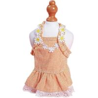 Robes d'été pour chiennes, robe fleurie en dentelle avec jupe tutu, costume élégant pour petit chien, jaune (M).
