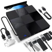 Lecteur/graveur DVD externe pour PC portable ou fixe, graveur de cartes multifonctionnel, graveur CD/DVD 7 en 1.