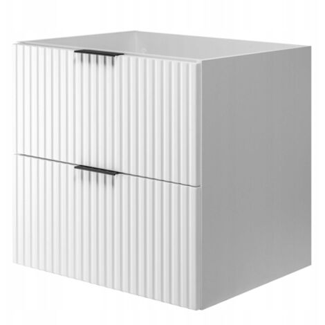 Meuble sous-lavabo 60cm Blanc mat L/H/P 60/57/46cm 2 tiroirs Softclose Armoires de salle de bains, meubles de salle de bains, meubles sous-lavabo