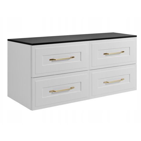 Armoire de salle de bain suspendue - 160 cm - blanc, noir - MDF - avec 4 tiroirs - Moderne (1/5)