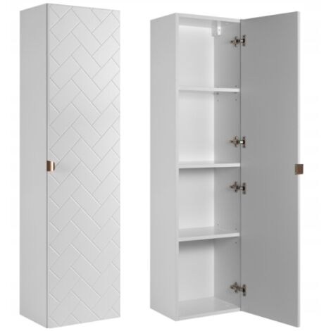 Meuble de salle de bains Blanc mat L/H/P env. 35/136/27 cm Meuble de salle de bains, armoire de salle de bains, armoire haute de salle de bains 1 porte Softclose (1/4)