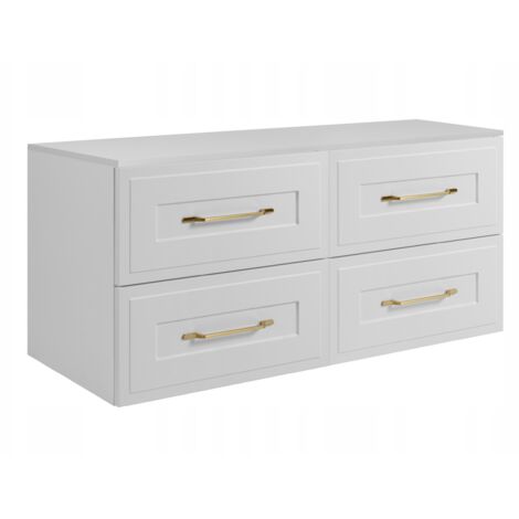 Armoire de salle de bain suspendue - 120 cm - blanc - MDF - avec 4 tiroirs - Moderne (1/5)
