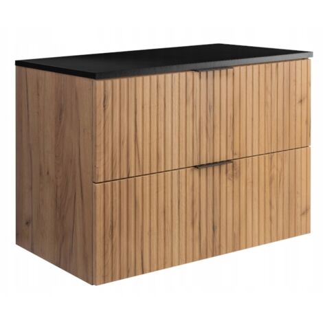 Meuble sous-vasque - 80cm Brun mat - Chêne L/H/P 80/57/46cm 2 tiroirs Softclose Armoires de salle de bains, meubles de salle de bains, meubles bas