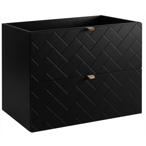 Meuble sous-vasque 80 cm - Noir Mat - Armoires de salle de bains - Meubles de salle de bains - Vasque Sous-meuble - Sans plateau (1/4)