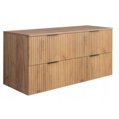Meuble sous lavabo - 120cm Brun mat - Chêne L/H/P 120/57/46cm 2 tiroirs Softclose Armoires de salle de bains, meubles de salle de bains, meubles bas