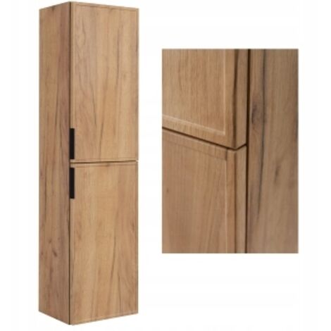 Armoire de salle de bain - Armoire haute salle de bain - SLIM - 136 cm - Marron - Design élégant - Haute fonctionnalité - 3 couleurs de poignées incluses GRATUITEMENT (1/5)