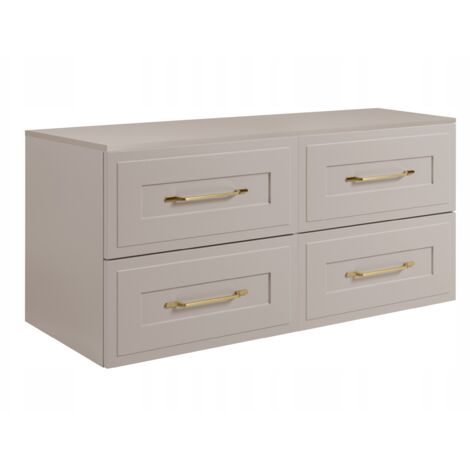 Armoire de salle de bain suspendue - 120 cm - Beige - MDF - avec 4 tiroirs - Moderne
